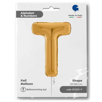26" Grabo Harf Folyo Balon Altın -T- 26" Grabo Harf Folyo Balon Altın -T-