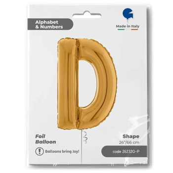 26" Grabo Harf Folyo Balon Altın -D 26" Grabo Harf Folyo Balon Altın -D