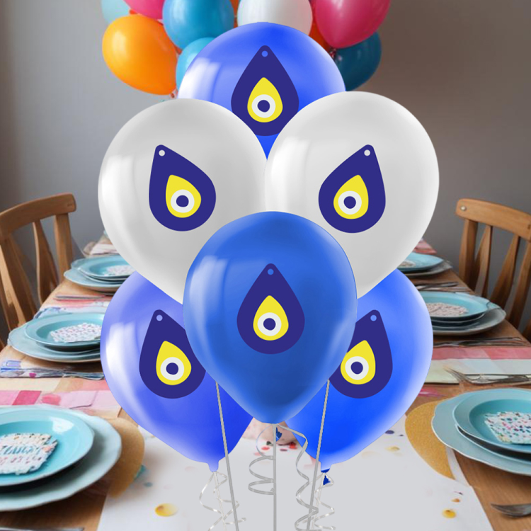 12 Pastel Balon Baskılı 100lü -Nazar Boncuğu- 12 Pastel Balon Baskılı 100lü -Nazar Boncuğu-