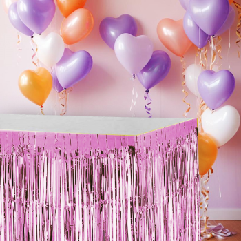 Metalize Masa Eteği -Pembe- Metalize Masa Eteği -Pembe-