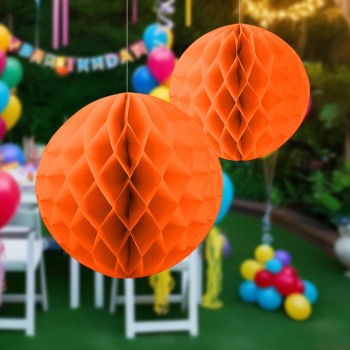 KF084 Turuncu Petekli Kağıt Süs 2li KF084 Turuncu Petekli Kağıt Süs 2li