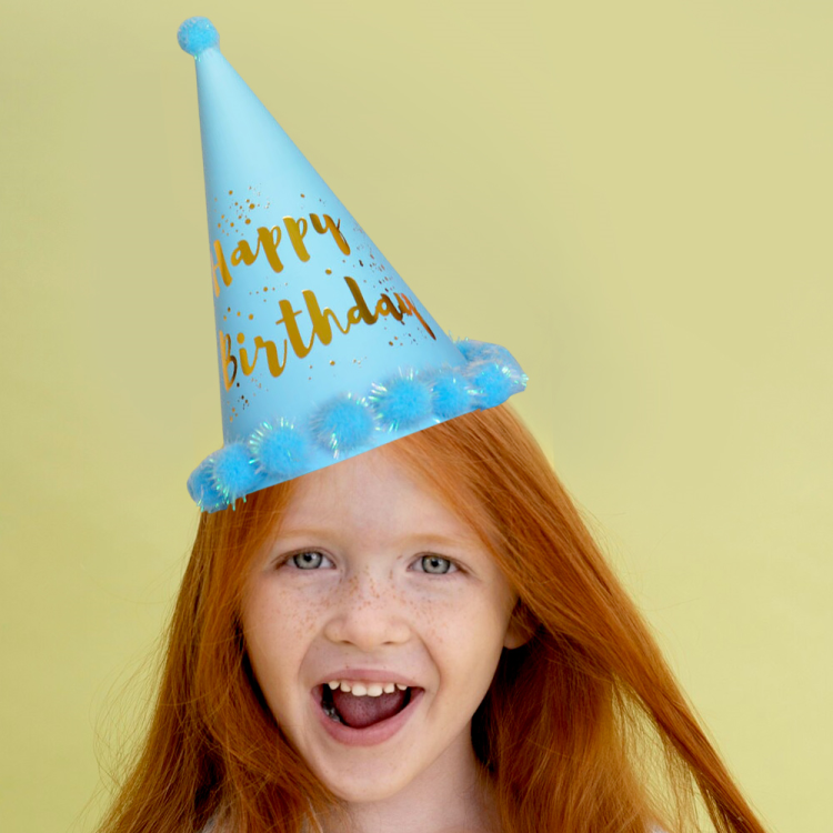 Doğum Günü Parti Şapkası 24cm -Simli Ponponlu- Doğum Günü Parti Şapkası 24cm -Simli Ponponlu-