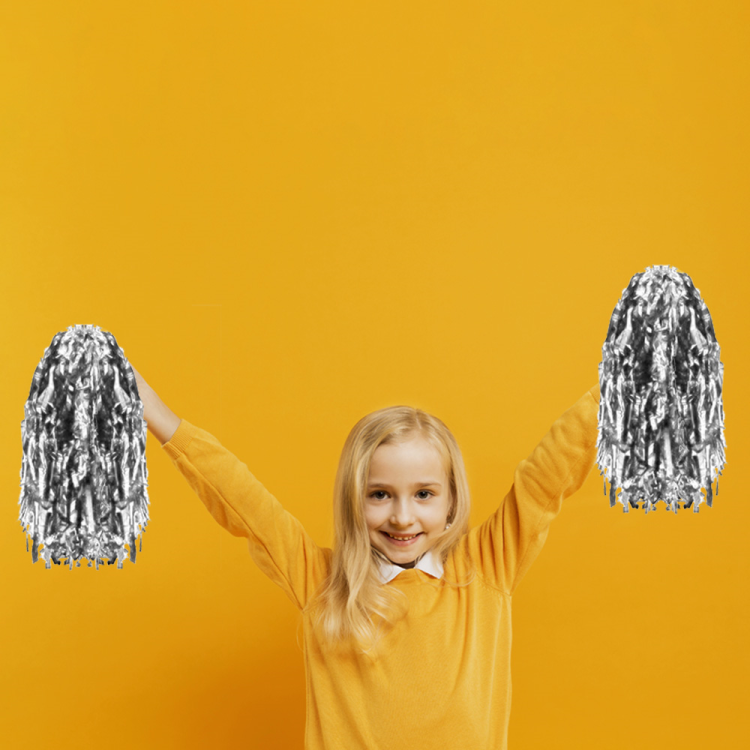 Metalize Gösteri Ponponu 2li -Gümüş-