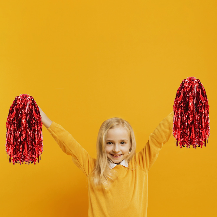 Metalize Gösteri Ponponu 2li -Kırmızı- Metalize Gösteri Ponponu 2li -Kırmızı-