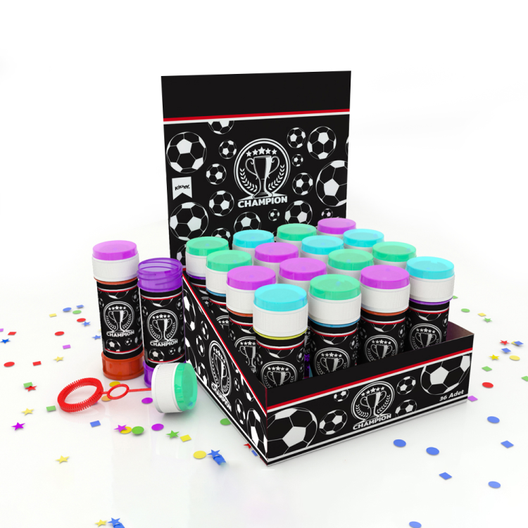 Köpük Balon Stantlı 36lı -Champion Siyah Beyaz- Köpük Balon Stantlı 36lı -Champion Siyah Beyaz-