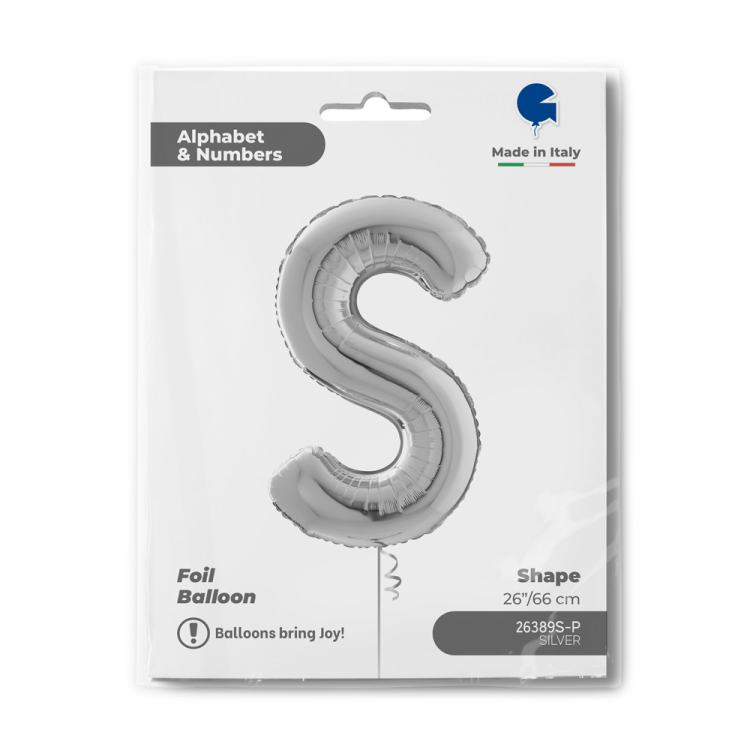 26 Grabo Harf Folyo Balon Gümüş -S- 26 Grabo Harf Folyo Balon Gümüş -S-