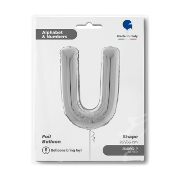26" Grabo Harf Folyo Balon Gümüş -U- 26" Grabo Harf Folyo Balon Gümüş -U-