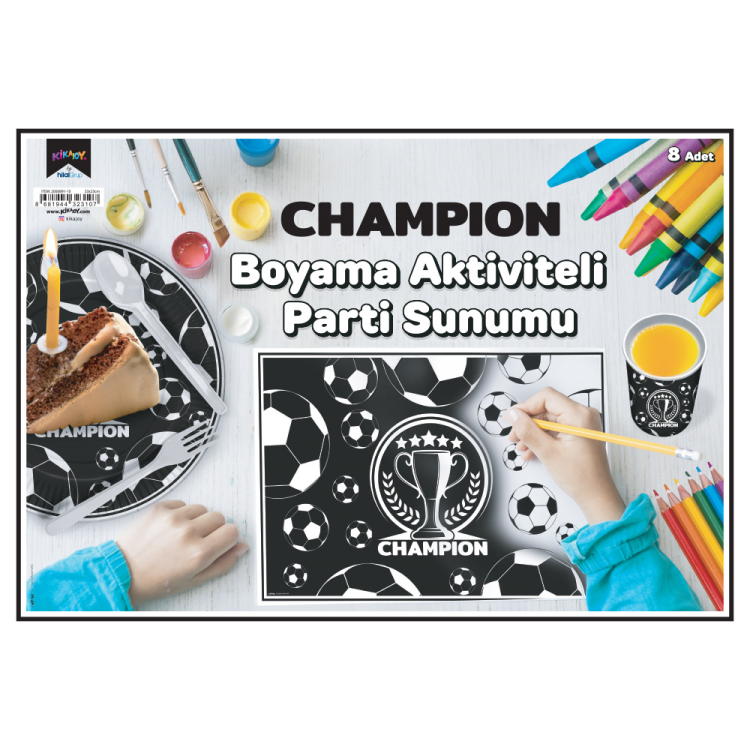 Boyama Aktiviteli Parti Sunumu 8li - Champion Siyah Beyaz- Boyama Aktiviteli Parti Sunumu 8li - Champion Siyah Beyaz-