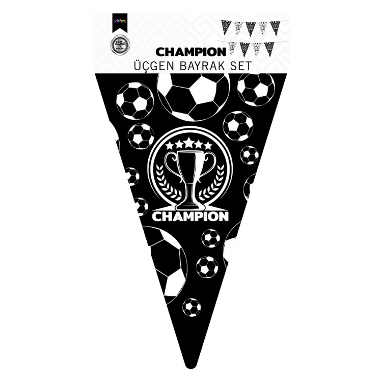 Üçgen Flama Süsleme Seti -Champion Siyah Beyaz- Üçgen Flama Süsleme Seti -Champion Siyah Beyaz-