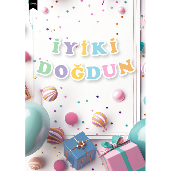 İyi ki Doğdun Harf Afiş -Makaron Renkler İyi ki Doğdun Harf Afiş -Makaron Renkler