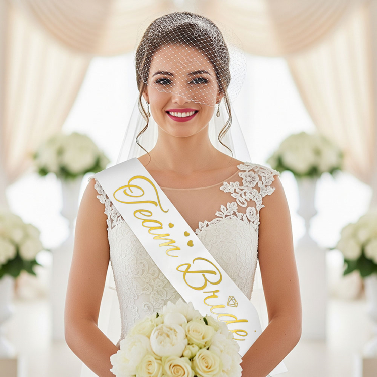 Team Bride Baskılı Varaklı Lüks Kuşak -Altın- Team Bride Baskılı Varaklı Lüks Kuşak -Altın-