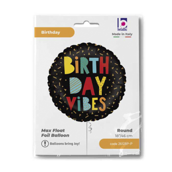 18" Grabo Folyo Balon -Birthday Vibes- 18" Grabo Folyo Balon -Birthday Vibes-