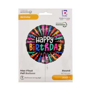 18" Grabo Folyo Balon -Colorful Birthday Sparkle - 18" Grabo Folyo Balon -Colorful Birthday Sparkle -
