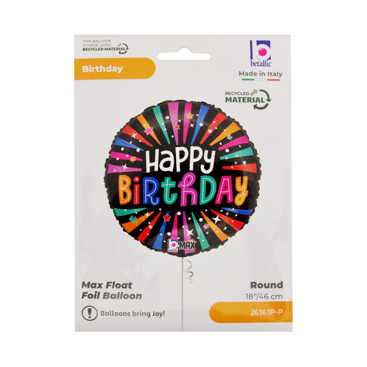 18 Grabo Folyo Balon -Colorful Birthday Sparkle - 18 Grabo Folyo Balon -Colorful Birthday Sparkle -