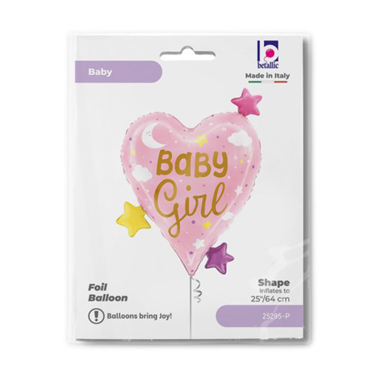 25 Grabo Folyo Balon -Baby Girl Heart Stars- 25 Grabo Folyo Balon -Baby Girl Heart Stars-