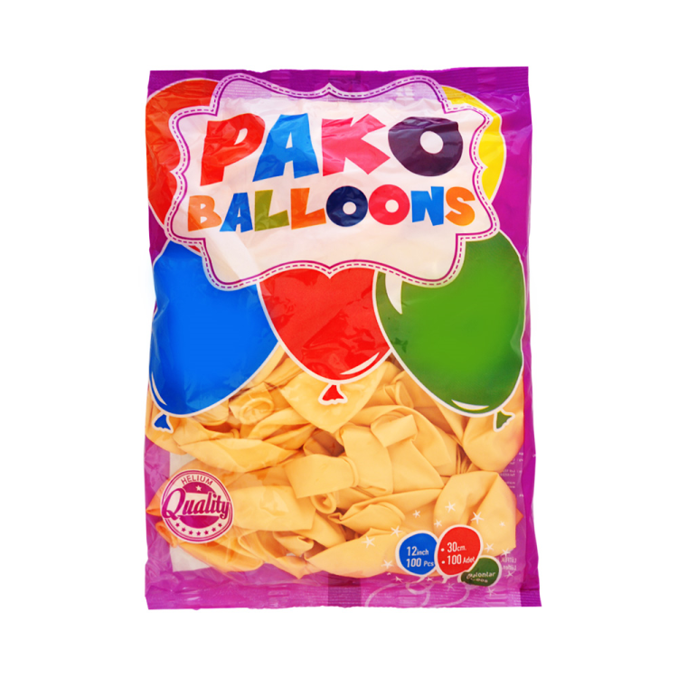 12 Pako Makaron Balon 100lü -Sarı- 12 Pako Makaron Balon 100lü -Sarı-