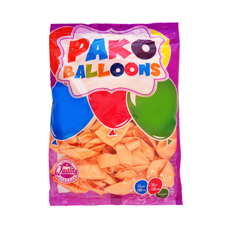 12 Pako Makaron Balon 100lü -Turuncu- 12 Pako Makaron Balon 100lü -Turuncu-