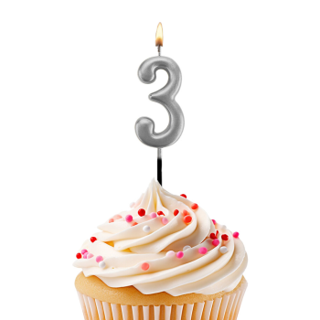 No:3 Çubuk Rakam Mum -Gümüş- No:3 Çubuk Rakam Mum -Gümüş-