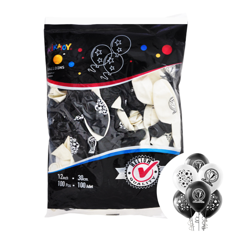 12 Pastel Balon Baskılı 100lü -Champion Siyah Beyaz- 12 Pastel Balon Baskılı 100lü -Champion Siyah Beyaz-