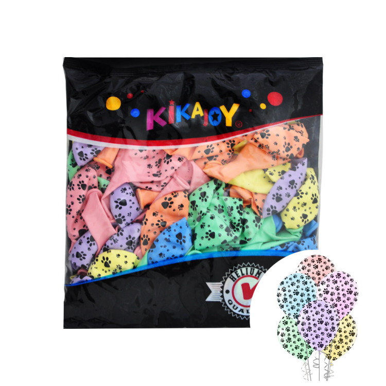 12 Makaron Balon Çepeçevre Baskılı 100lü -Patili- 12 Makaron Balon Çepeçevre Baskılı 100lü -Patili-