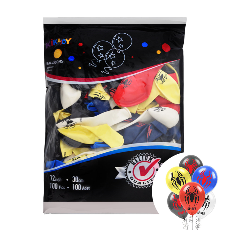 12 Pastel Balon Baskılı 100lü -Spider- 12 Pastel Balon Baskılı 100lü -Spider-