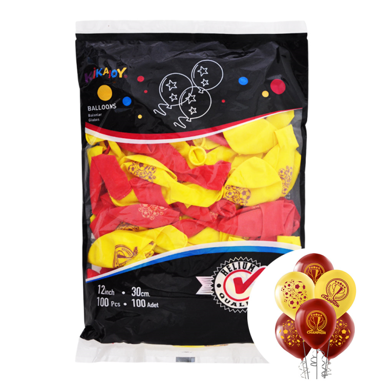 12 Pastel Balon Baskılı 100lü -Champion Sarı Kırmızı- 12 Pastel Balon Baskılı 100lü -Champion Sarı Kırmızı-