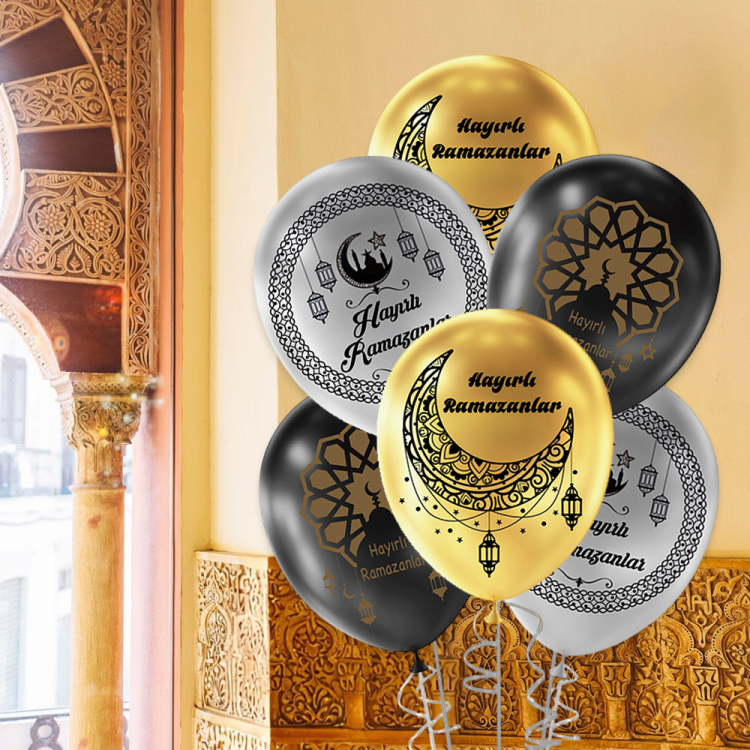12 Metalik Balon Baskılı 100lü -Ramazan- 12 Metalik Balon Baskılı 100lü -Ramazan-