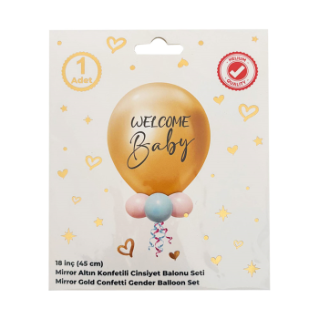 18" Cinsiyet Partisi Balon Kiti -Mirror Gold- 18" Cinsiyet Partisi Balon Kiti -Mirror Gold-
