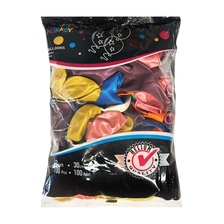 12 Eco Metalik Balon 100lü -Karışık- 12 Eco Metalik Balon 100lü -Karışık-
