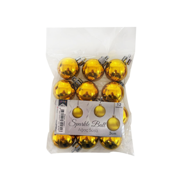 3cm Ağaç Süsleme Topları 12'li -Altın- 3cm Ağaç Süsleme Topları 12'li -Altın-