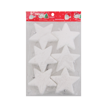 Yılbaşı Ağaç Süsü Simli Beyaz Yıldız 6lı Yılbaşı Ağaç Süsü Simli Beyaz Yıldız 6lı