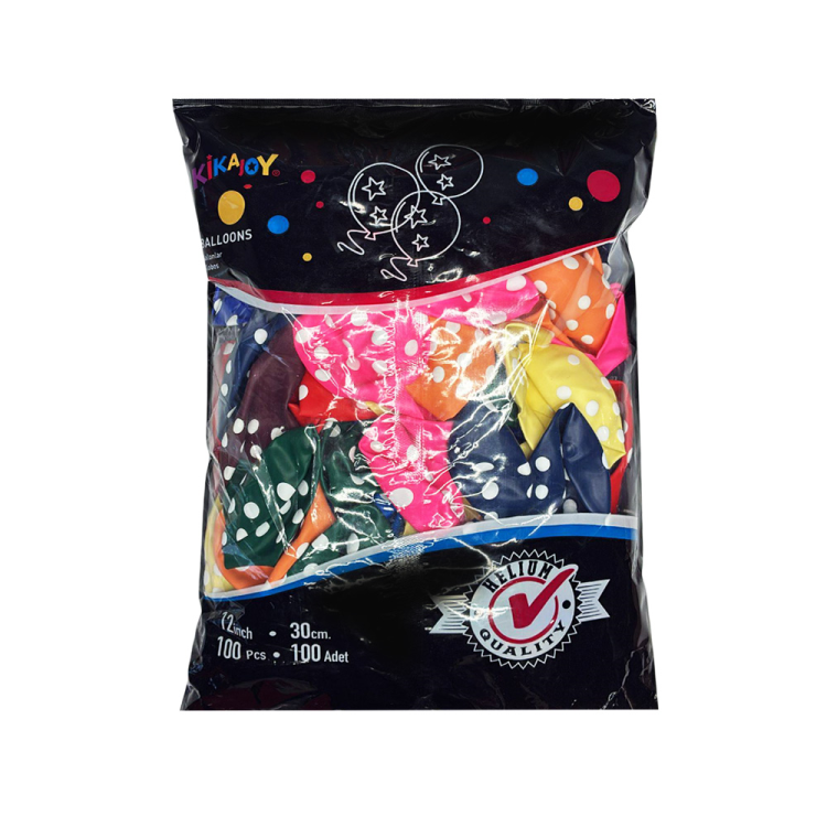12 Pastel Balon Çepeçevre Baskılı100lü -Puantiye Karışık- 12 Pastel Balon Çepeçevre Baskılı100lü -Puantiye Karışık-