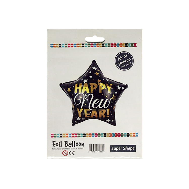 Folyo Balon 45cm Yıldız Hppy New Year -XTS_537- Folyo Balon 45cm Yıldız Hppy New Year -XTS_537-