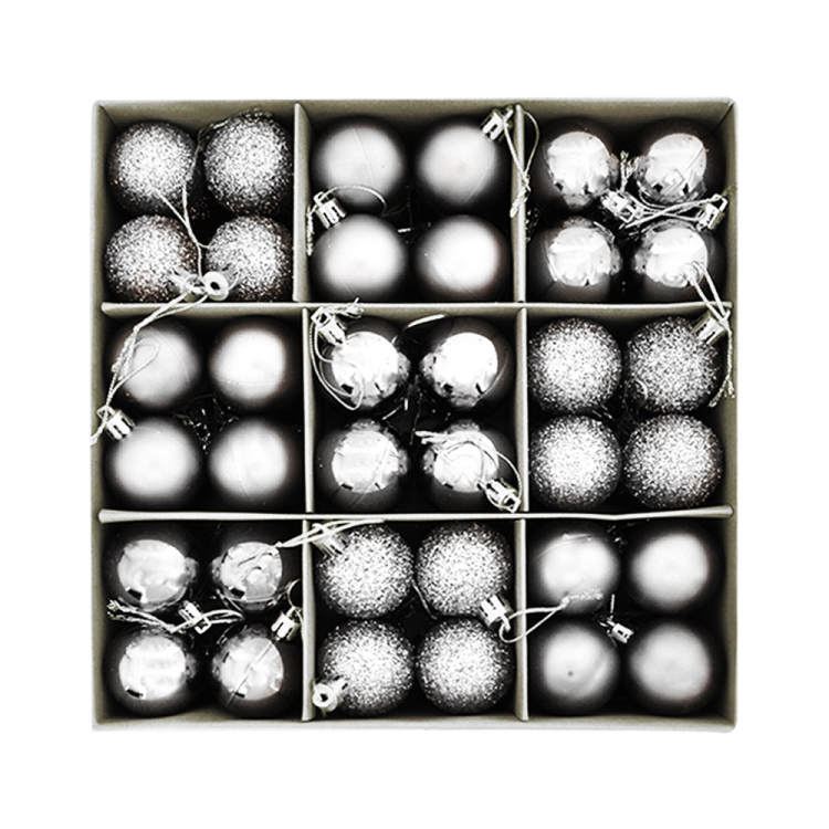 Yılbaşı Ağaç Süsleme Seti 72 Parça -Gümüş-