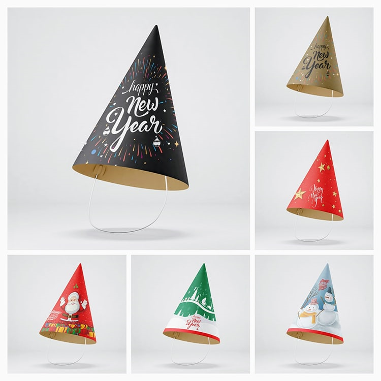 Yılbaşı Temalı Lüks Karton Şapka Yılbaşı Temalı Lüks Karton Şapka