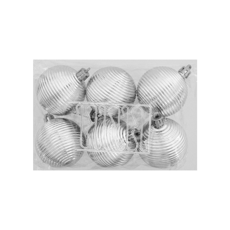 Ağaç Süsleme Topları 6lı - 5cm -Gümüş Hasır- Ağaç Süsleme Topları 6lı - 5cm -Gümüş Hasır-