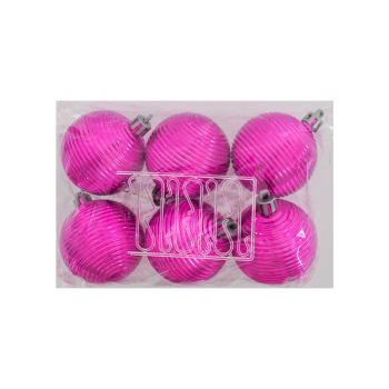 Ağaç Süsleme Topları 6'lı - 5cm -Fuşya Hasır- Ağaç Süsleme Topları 6'lı - 5cm -Fuşya Hasır-