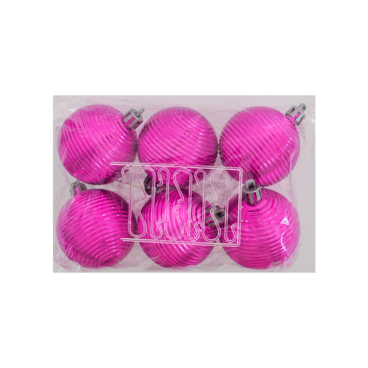 Ağaç Süsleme Topları 6lı - 5cm -Fuşya Hasır-