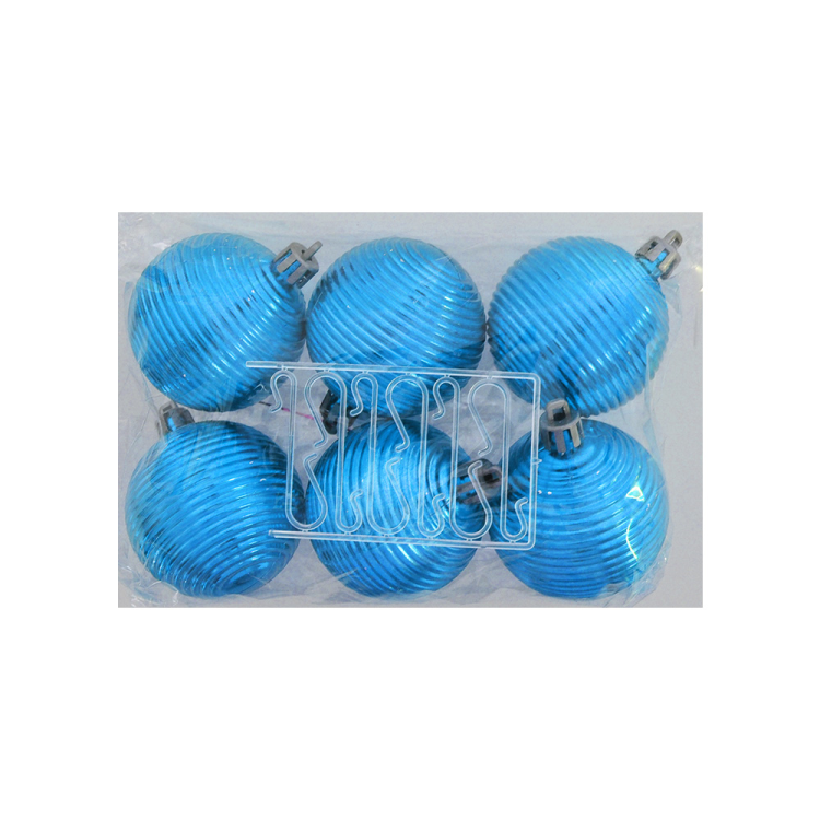 Ağaç Süsleme Topları 6lı - 5cm -Mavi Hasır-