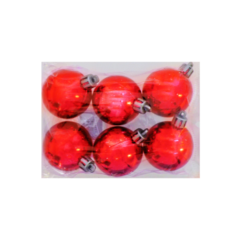 Ağaç Süsleme Topları 6'lı - 5cm -Kırmızı- Ağaç Süsleme Topları 6'lı - 5cm -Kırmızı-