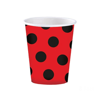 Karton Bardak BRDK013 8li -Puantiye Kırmızı Siyah- Karton Bardak BRDK013 8li -Puantiye Kırmızı Siyah-