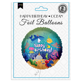 18" Folyo Balon - Happy Birthday -Ocean- 18" Folyo Balon - Happy Birthday -Ocean-