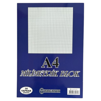 YAĞMUR A4 MİLİMETRİK BLOK 12'Lİ PEMBE-MAVİ*11