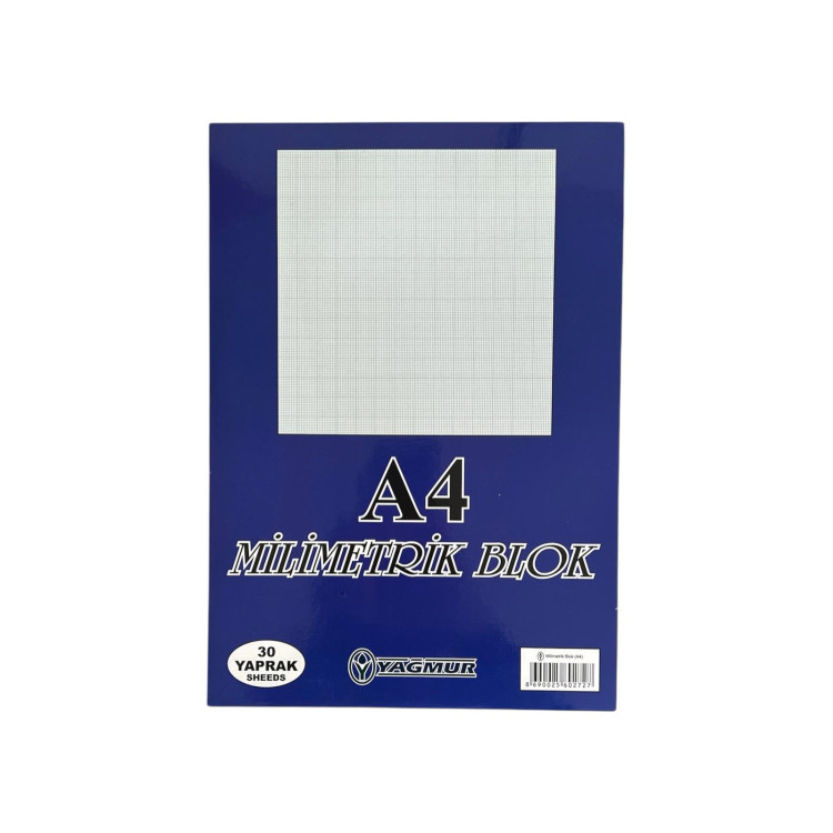 YAĞMUR A4 MİLİMETRİK BLOK 12Lİ PEMBE-MAVİ