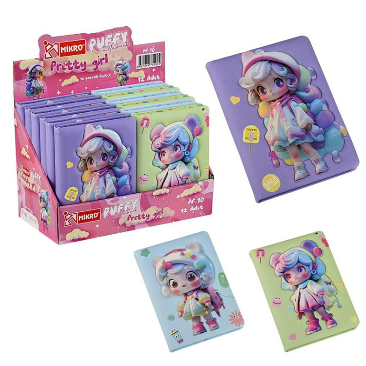 MİKRO PUFFY PF-10 PRETTY GIRL NOT DEFTERI 12Lİ