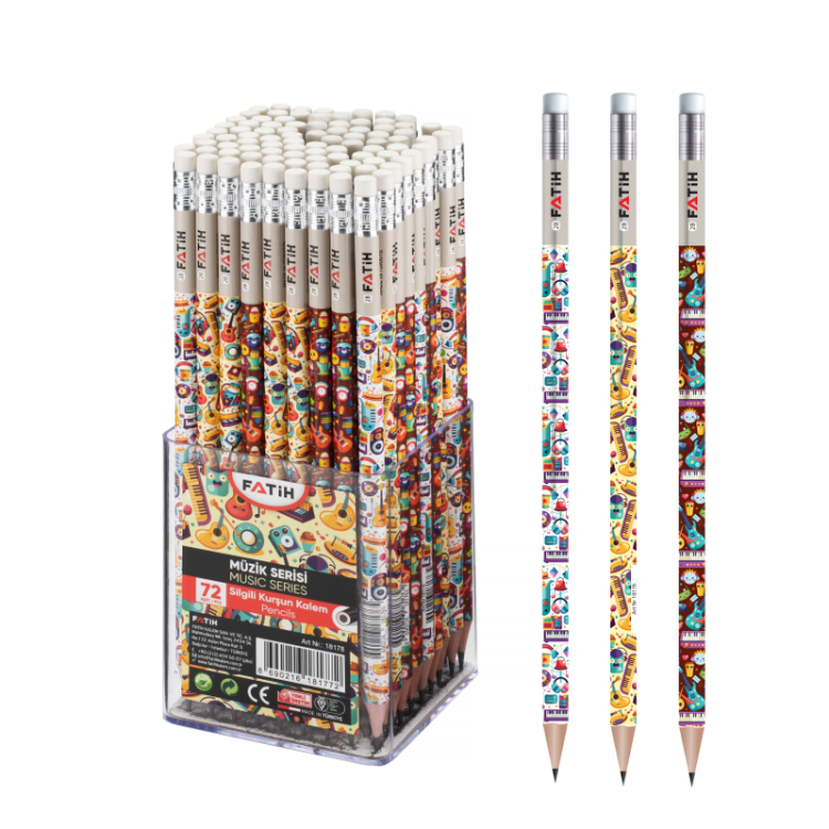 FATİH 18176 MÜZİK SİLGİLİ KURŞUN KALEM 72Lİ