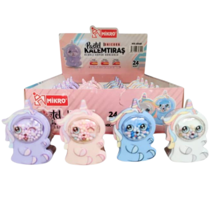MİKRO MK-4040 KALEMTRAŞ 24LÜ UNICORN RENKLİ KÖPÜK BONCUKLU