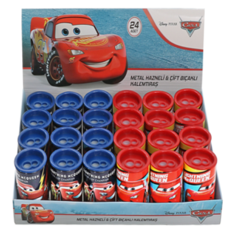 OTTO.40436E CARS METAL HAZNELİ ÇİFT BIÇAKLI KALEMTRAŞ 24LÜ ^*384