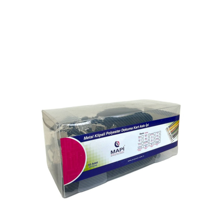 MAPİ KLİPSLİ-POLYESTER DOKUMA ASKI YAKA KARTI İPİ SİYAH 50Lİ *20