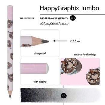 HAPPY GRAPHİX 21-0062-18 JUMBO KURŞUN KALEM 4B 3,5MM ÇİKOLATA 30LU PAKET